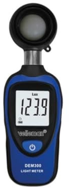 Velleman Luxmètre numérique, photometre, testeur pour mesure luminosité, mesure de lumière, testeur d’éclairage, plage 0-200000 lux, affichage LCD, format de poche