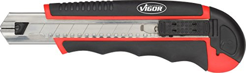 VIGOR Universalmesser, V4275, 7-teilig, Rutschfester Komfortgriff | Länge l2 90 mm, 174 g, 7-teilig, Rutschfester Komfortgriff, Stahlgeführte Klingenfixierung zur Unfallminimierung, Maße: 90 mm