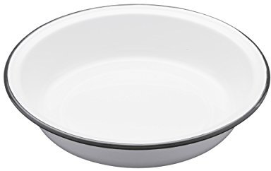 KitchenCraft Living Nostalgia Large Round Enamel Pie Dish, 22.5 cm (9) - White / Grey