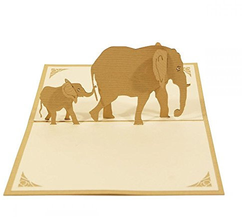 3D KARTE Elefanten I Pop-Up Karte als Gutschein, Geldgeschenk, Glückwunschkarte I Klappkarte als Reisegutschein