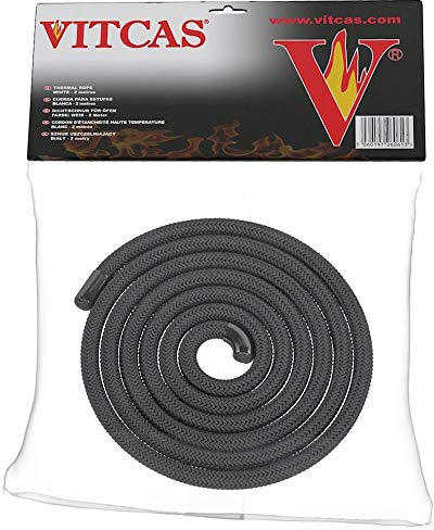 VITCAS 8mm Black Stove Fire Rope - Thermal Seal - Promotes Efficiency - Easy to Use – Premium Quality Material – Durable – Flexible – Air Tight Seal - Heat Resistant Up to 550 Degree Celsius