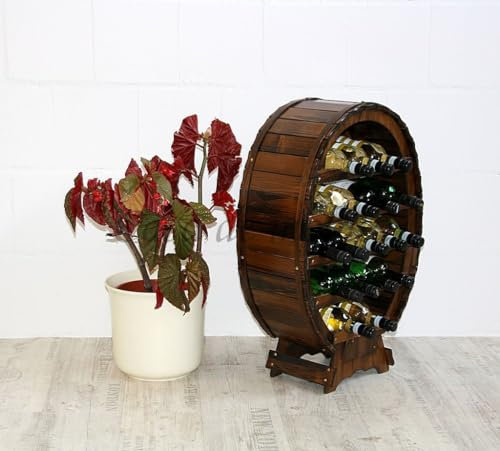 Massivholz Weinregal 52x77x24cm, Fichte massiv Braun nussbaumfarben kolonialstil