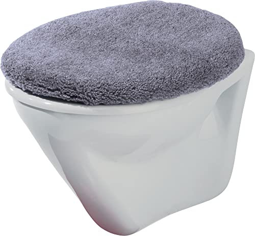Erwin Müller WC-Deckelbezug Athen grau Größe 47x50 cm - weich und flauschig, trocknergeeignet