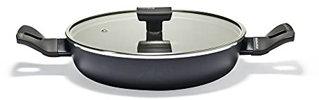 Moneta Nova cacerola baja con tapa, aluminio, Negro, 28 cm, para todo tipo de cocinas incluida inducción