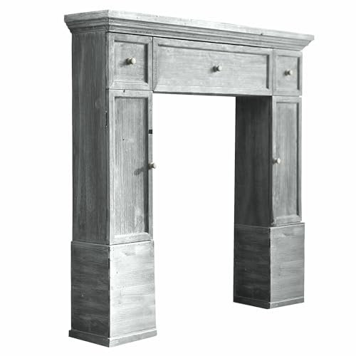 Loberon Kaminkonsole Konterra, EIN Hauch Romantik und Wärme, mit Verstecktem Stauraum, Antik-Finish, Kaminumrandung, Dekoration, Tannenholz, braun