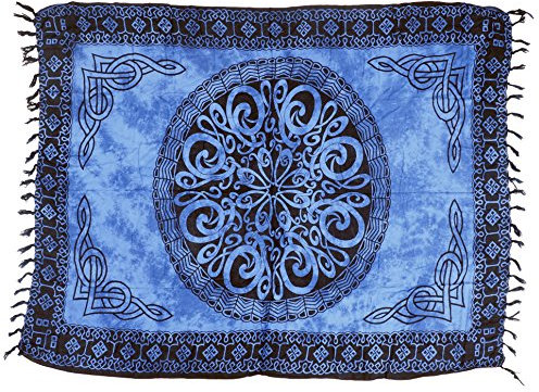 GURU SHOP Bali Sarong, Wandbehang, Wickelrock, Sarongkleid - Celtic Jeansblau, Herren/Damen, Synthetisch