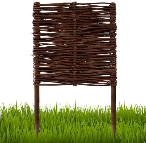 Floranica 1 Stück Beetbegrenzung aus Weide 40 cm x 30 cm Rasenkante aus Weidengeflecht Beeteinfassung Rasenkante Beetzaun Weidenzaun Palisade Abtrennung von Blumenbeetwegen Gartenbeeten