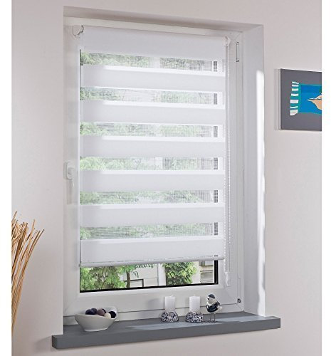 Liedeco Duo Rollo weiß Klemmfix, Doppel-Rollo ohne Bohren mit Klemmträger 80 cm x 160 cm (B x L) (3)