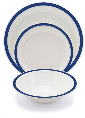 Harfield Royal Blue Duo Polycarbonate Plastic Dining Set Reusable Virtually Unbreakable Plates Bowl