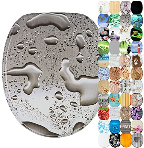 Sanilo Soft Close Toilet Seat, Wide Choice of New Toilet Seats, Stable Hinges, Easy to Mount (Dewdrop)