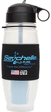 Seychelle pH2O Pure Water 28oz Flip Top Water Bottle with PH Enhancing and Radiological Filter by N2