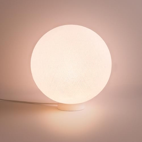 CREATIVECOTTON LED handgearbeitete Bodenleuchte mit Lampenschirm aus Baumwolle (Weiß, 35cm)