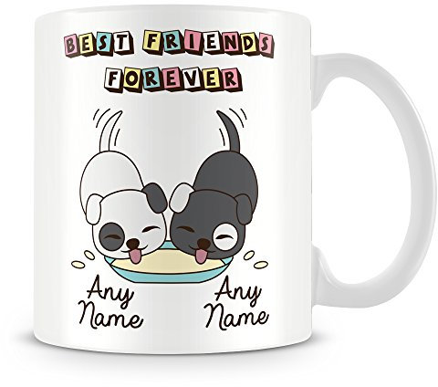 MUGGZ Best Friends Forever Personalised Mug/Cup with Dogs/Puppies (Customise with Any Names) BFF Gift – Custom Funny Coffee Mug – Unique Gift for Friends & Family