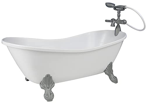 Sophia's Classic White Clawfoot Bathtub with Handheld Shower Head and Faucet Furniture Set for 18 Dolls, White/Silver