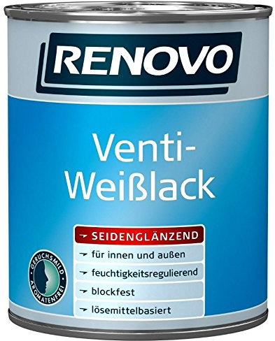 Renovo 0,75 Liter Venti-Weißlack Fensterlack aussen und innen seidenglänzend Ventilationslack (klein)