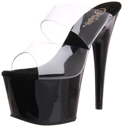 Pleaser ADO702/C/B ADORE-702, Damen Plateausandalen,Transparent (Transparent-Clear), 42 EU
