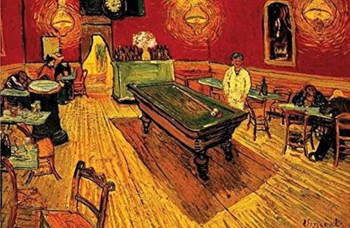 Buyartforless Buy Art for Less Offiziell Lizenziertes Nachtcafé mit Billardtisch von Vincent Van Gogh Kunstposter, 61 x 91 cm, dekorativer Druck, Posterpapier, fertig zum Einrahmen
