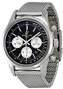 Breitling Transocean Herren-Armbanduhr AB015112-BA59SS mit schwarzem Zifferblatt, Schwarz , Armband
