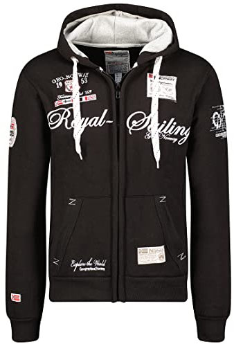GEOGRAPHICAL NORWAY Herren Designer Hoodie Jacke - FIGHTER -M, Schwarz