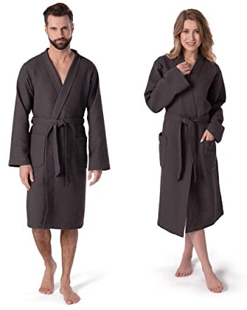Möve Homewear Kimono Waffelpiquée in Gr. S aus 100 % Baumwolle, graphite