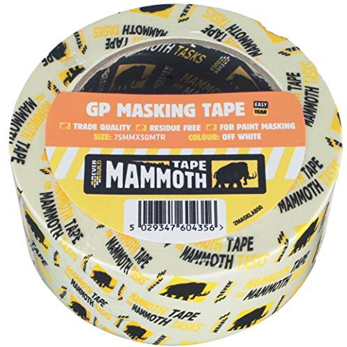 Everbuild Mammoth General Purpose Trade Quality Masking Tape – Suitable for Paint Masking – Off White – 75mm x 50m Roll
