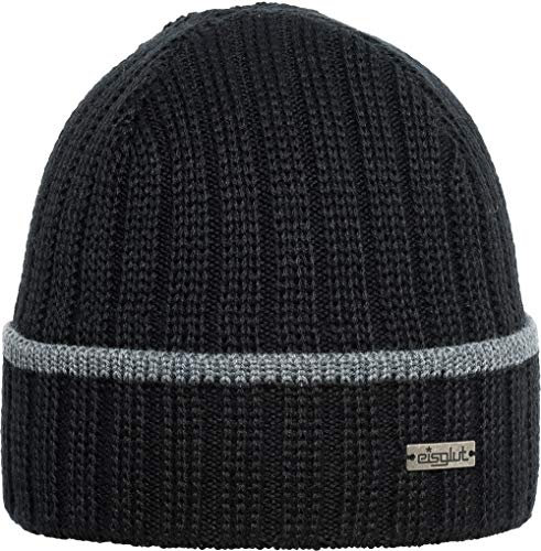 Eisglut Herren Fisherg Merino Mütze, schwarz, M 57-58cm