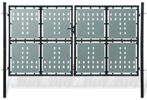 vidaXL Verja negra con dos puertas de entrada dimensiones 300x200cm con 3 llaves