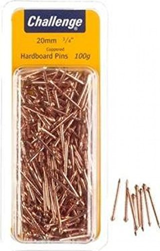 Challenge Copper Plated Hardboard Pins 20mm Clam Pack 100g