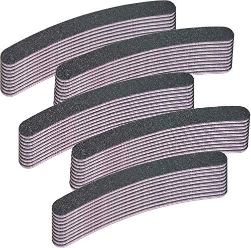 50x Bananenfeile schwarz 100/180 Kernfarbe pink rot - Profifeile Nagelfeile für Natur- und Kunstnägel
