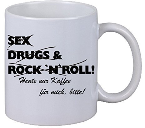 NetSpares Tasse Sex Drugs & Rock`n Roll Geschenk Biker Rockabilly Musik Party Kneipe Bar