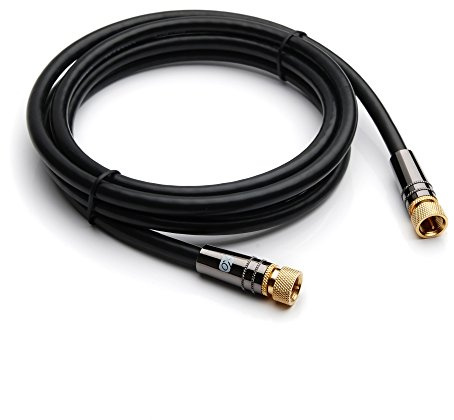 OX XO Antenna F Cable - Black - Female socket to Female socket TV Aerial RG6 Coaxial Cable - 2m - used for cable expansion