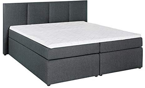 Möbelfreude Doluna Boxspringbett Kaz Anthrazit 220x200 cm H2 inkl. Visco-Topper, Taschenfederkern-Matratze
