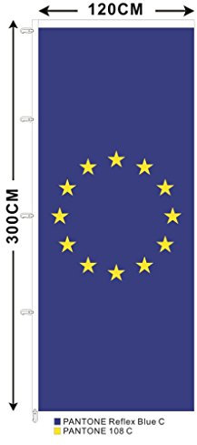 BGF Fahne Europa 120 x 300 cm Hochformat EU Flagge Europarat Europe Flag für Fahnenmasten mit Ausleger