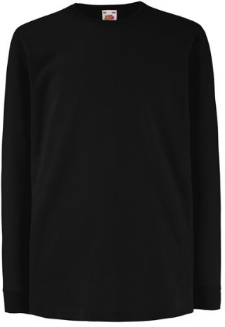 Fruit of the Loom Kids Long Sleeve Valueweight Tee Black 7-8 Yrs
