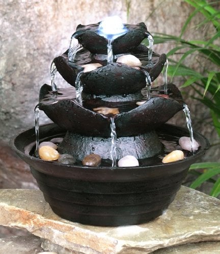 3 Tier Multi-Fall Tabletop Water Feature with LED Lights