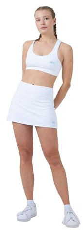 Sportkind Mädchen & Damen Tennis, Hockey, Golf Basic Skort, Rock mit Innenhose, atmungsaktiv, Weiss, Gr. S