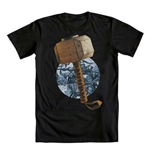 Thor 's Hammer Comic Circle Black Adult T-Shirt Tee (Adult Small)