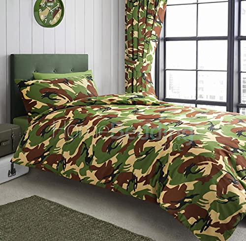 Army Camouflage Military Style Duvet Cover Single Bed Set - Green