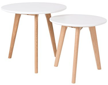 Felis Lifestyle Bodine Beistelltische, Eiche, Weiß, 50 x 50 x 45 cm