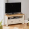 The Furniture Market Cotswold Cream Painted Corner TV Unit - Up to 50 TV Size - Premium Quality Cream Painted TV Stand - Natural Oak Top with Satin Lacquer - H 500mm x W 1000mm x D 450mm