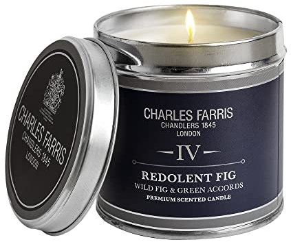 Charles Farris Redolent Fig Signature Luxury Scented Tin Candle - Wild Fig & Green Accords - Hand-Poured in England - 40 Hours+ Burn Time