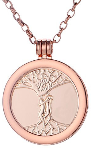 Morella Damen Halskette Rosegold 70 cm Edelstahl mit Anhänger und Coin 33 mm Liebe in Schmuckbeutel