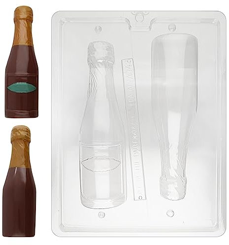 Cybrtrayd AO042 Large Champagne Bottle Chocolate Candy Mold with Exclusive Cybrtrayd Copyrighted Chocolate Molding Instructions