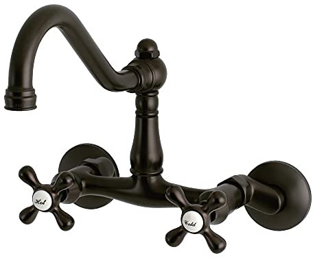 Kingston Brass KS3225AX Grifo de cocina de montaje en pared, 8-1/2 pulgadas, bronce aceitado