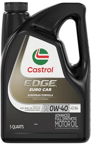 Castrol Edge Euro 0W-40 A3/B4 Advanced Full Synthetic Motor Oil, 5 Quarts