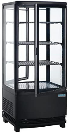Polar C-Series 180W Food Drink Display Fridge 86 Litre | Black | Curved Glas Door | 3 Sturdy Adjustable Shelves | Energy Rating C | R600a | DP288