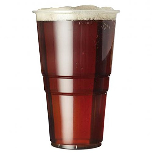 bar@drinkstuff Oversized Flexy-Glass Pint Tumbler 21.5oz CE Lined at 20oz/Pint - Set of 50 - Plastic Beer Tumblers