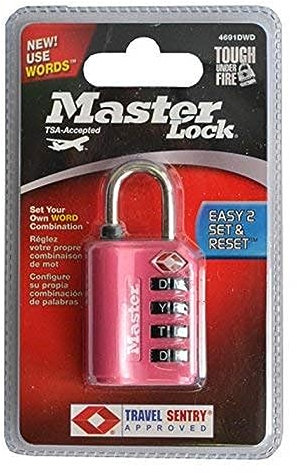 Master Lock 4691DWD TSA-zugelassenes Zahlenschloss, 1 Stück, sortiert, 1 Stück, Farben können variieren