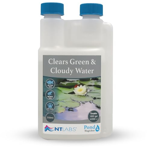 NT Labs Pond Magiclear Green & Cloudy Water Treatment (250ml Treats 4550L) | Fast-acting flocculant causes floating debris and particles to clump together for easy removal via pond filtration.