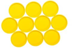 MAUL Magnete (10 Stück) Ø 29mm | Magnet aus bruchsicherem Kunststoff | Starke Magnete für Whiteboard und Magnettafel | Industriemagnete vielfältig anwendbar in Büro, Lager und Werkstatt | Gelb